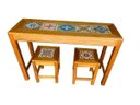 Ver imagem 2 de jogo bistro 120x40 com 2 banquetas ladrilho 32x32 decoração móveis cozinha bistro área