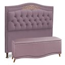 Ver imagem 1 de Cabeceira e Calçadeira Baú Cama Box Casal Belize 140cm Luxor Rosê - Abmaza