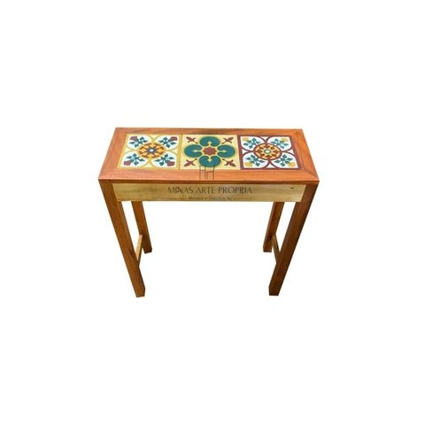 Bancada Balcão Mesa em Madeira Demolição Decorativa Retangular Ladrilhos Estampas Divisor