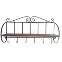 Ver imagem 1 de Prateleira em Ferro e Madeira Suporte Parede Banheiro Quarto Hall de Entrada com Cabideiro Para