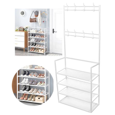 Rack Sapateira Arara Roupa Sapato Tenis Sandalia 4 Andares Organizador 16 Pares Multiuso Casa Quarto
