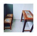 Ver imagem 1 de Jogo Bistrô Banqueta 32x32x45cm Madeira e Mesa 80x40x80cm Balcão Ladrilho Vintage