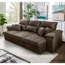 Ver imagem 1 de Sofá Retrátil Reclinável Trento 2,30m Suede Velut Marrom Claro Molas no Assento - King House