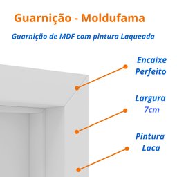 Kit Porta de Madeira 210x60cm Lisa Laqueada Direita Moldufama - 5