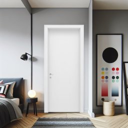 Kit Porta de Madeira 210x60cm Lisa Laqueada Direita Moldufama - 1