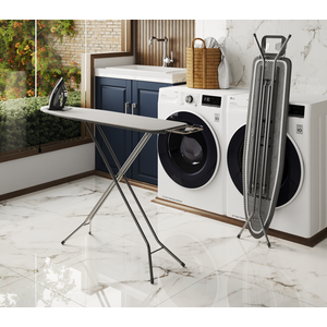 Tábua de Passar Roupa Lyon Prata com Suporte para Ferro Mesa Portátil e Dobrável Extra Forte