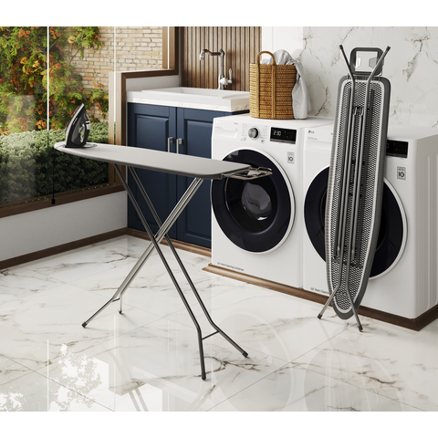 Tábua de Passar Roupa Lyon Prata com Suporte para Ferro Mesa Portátil e Dobrável Extra Forte