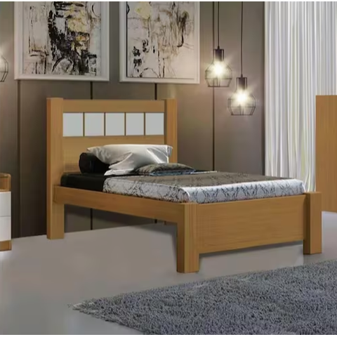 Cama Solteiro Primícia 100%MDF Cinamomo/Off - D Doro Móveis