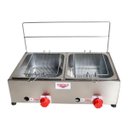 Ver imagem 3 de Fritadeira Industrial 2 Cubas Inox 5 Litros À Gás Profissional Salgado Porções Pastéis Baixa Pressão