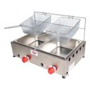 Ver imagem 1 de Fritadeira Industrial 2 Cubas Inox 5 Litros À Gás Profissional Salgado Porções Pastéis Baixa Pressão