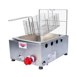 Fritadeira Baixa Pressão Industrial 1 Cuba Inox 5 Litros À Gás Profissional Salgado Pastéis Porções