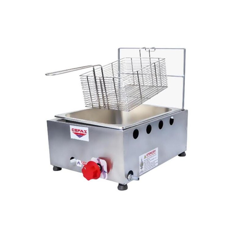 Fritadeira Baixa Pressão Industrial 1 Cuba Inox 5 Litros À Gás Profissional Salgado Pastéis Porções