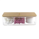 Ver imagem 2 de Porta Algodão Cotonete Bambu Organizador Acrílico Banheiro Pgb Porta Cotonete Bambu