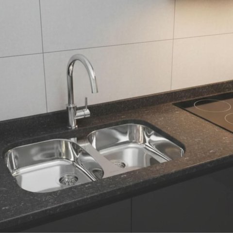 Cuba para Embutir Dupla Tramontina Isis 34l Inox Alto Brilho 77x45cm Grande Pia Cozinha Gourmet