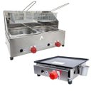 Ver imagem 1 de Kit Lanchonete Chapa 30cm e Fritadeira Profissional 2 Cubas Alcamar