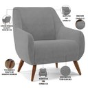 Ver imagem 4 de Kit 02 Poltronas Decorativa Fixa Pés de Madeira Paloma D02 Veludo Cinza B-317 - Lyam Decor
