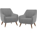 Ver imagem 1 de Kit 02 Poltronas Decorativa Fixa Pés de Madeira Paloma D02 Veludo Cinza B-317 - Lyam Decor