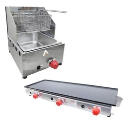 Kit Lanchonete Chapa 90cm e Fritadeira Profissional 1 Cuba Alcamar - 1