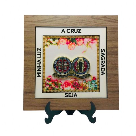 Adorno Quadro de Mesa e Parede Medalha de São Bento Armazém Católico 01294
