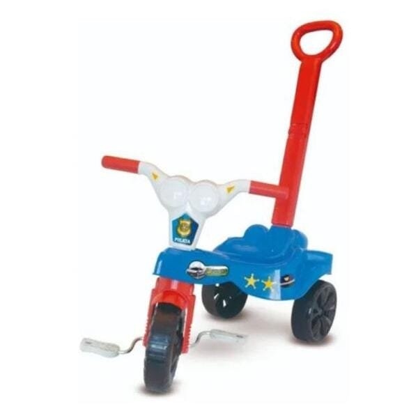 Triciclo Infantil Com Empurrador Policia Menino Kepler - 1