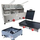 Ver imagem 1 de Kit Lanchonete Fogão Portátil 1 Boca + Chapa 60cm com Prensa e Fritadeira 2 Cubas 5 Litros