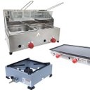 Ver imagem 1 de Kit Lanchonete Fogão Portátil 1 Boca + Chapa 90cm e Fritadeira Profissional 2 Cubas Alcamar
