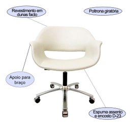 Poltrona Escritório Eduarda Cor Off White Base Cromada com Regulagem de Altura Poltronas do Sul - 2