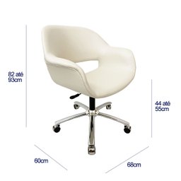 Poltrona Escritório Eduarda Cor Off White Base Cromada com Regulagem de Altura Poltronas do Sul - 4