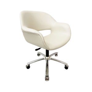 Poltrona Escritório Eduarda Cor Off White Base Cromada com Regulagem de Altura Poltronas do Sul