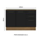 Ver imagem 5 de Balcão Multiuso 120cm 2 Portas 3 Gavetas Rustic/Preto Agata Madesa Rustic/Preto