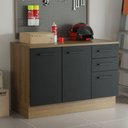 Ver imagem 1 de Balcão Multiuso 120cm 2 Portas 3 Gavetas Rustic/Preto Agata Madesa Rustic/Preto