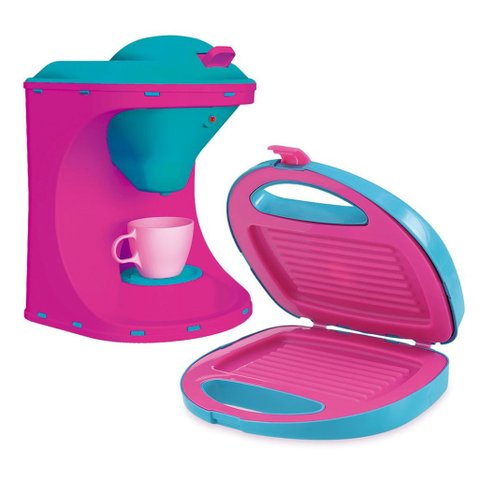Kit Mini Brinquedo Cozinha Cafeteira E Sanduicheira