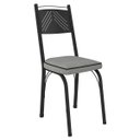 Ver imagem 2 de Kit 2 Cadeiras Aço Carbono Estofado Tecido Sintético Espuma D13 Clara Preto/platina