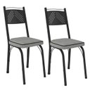 Ver imagem 3 de Kit 2 Cadeiras Aço Carbono Estofado Tecido Sintético Espuma D13 Clara Preto/platina