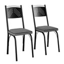 Ver imagem 1 de Kit 2 Cadeiras Aço Carbono Estofado Tecido Sintético Espuma D13 Clara Preto/platina