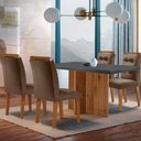 Ver imagem 1 de Sala de Jantar Mesa Olímpia 120CM MDF Canto Reto com 4 Cadeiras Carol Moderna
