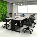 Ver imagem 1 de Plataforma de Trabalho 6 Pessoas 360cm X 120cm Pé Metal F5 Cor:cinza Sagrado com Preto
