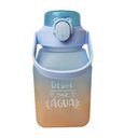 Ver imagem 1 de Garrafa D'Agua 1,5L Colorida De Plástico Com Alça e Adesivos Para Decorar:azul