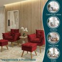 Ver imagem 4 de Kit 2 Poltronas Decorativa e 2 Puffs para Sala Recepção Manicure Consultório Quarto Alice Suede
