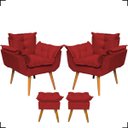 Ver imagem 1 de Kit 2 Poltronas Decorativas Para Recepção Manicure Sala De Estar + 2 Puff Reforçado Suede
