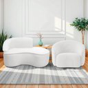 Ver imagem 1 de Kit Divã Recamier Orgânico Marrocos 150cm Lado Direito e 1 Poltronas Amore Bouclé