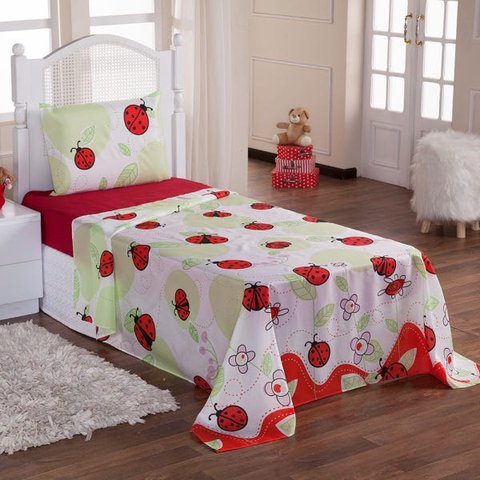 Jogo De Lençol Infantil 3 Peças - Joaninha