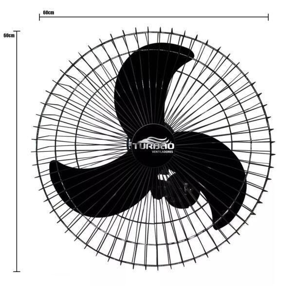 Kit 5 Ventiladores de Parede 60cm Oscilante Preto Turbão Biv - 2