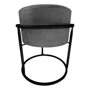 Puff Argola Redondo Cinza Base Metal Preta