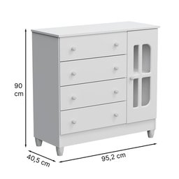 Quarto de Bebê Gabrielle Berço 3 em 1 Guarda Roupa 4 Portas Cômoda Infantil Branco Carolina Baby - 7