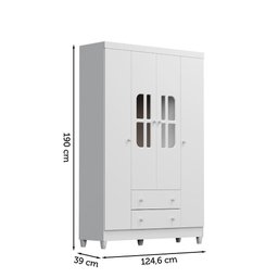 Quarto de Bebê Gabrielle Berço 3 em 1 Guarda Roupa 4 Portas Cômoda Infantil Branco Carolina Baby - 10