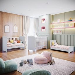 Quarto de Bebê Gabrielle Berço 3 em 1 Guarda Roupa 4 Portas Cômoda Infantil Branco Carolina Baby - 3