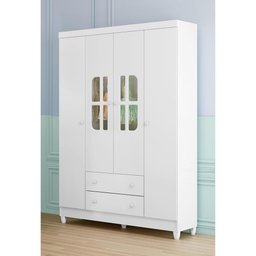 Quarto de Bebê Gabrielle Berço 3 em 1 Guarda Roupa 4 Portas Cômoda Infantil Branco Carolina Baby - 8