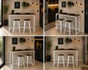 Ver imagem 4 de Mesa Jantar Aparador Bancada Alta Industrial 130x70cm Tampo Marrom Pés Branco