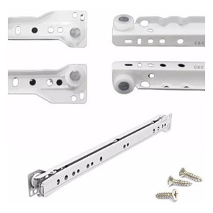 Kit de 3 Pares Corrediça Branca Comum para Gaveta Metal 35cm/350Mm